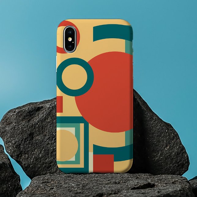 Coques Case-Mate iPhone Conception Abstraite de Style Rétro Géométrique au (Retro Geometric Risograph Style Abstract Design. iPhone Case)