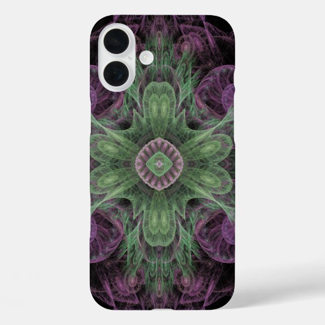 Coques Case-Mate iPhone Conception Abstraite fractale violet et verte (Verso)