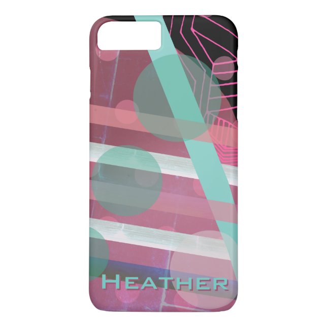 Coques Case-Mate iPhone Conception Abstraite/Rose & Turquoise/Personnalisé (Dos)
