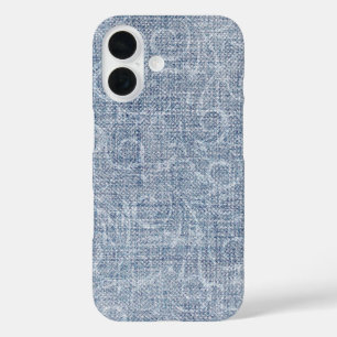 Coque Pour iPhone 16 Conception Abstraite Sur Denim Faded