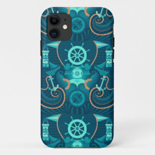 Coque iPhone 11 Conception bleue nautique