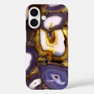 Coque Pour iPhone 16 Conception d'Agate blanc Brown violet