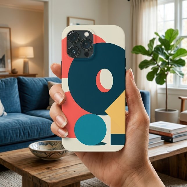 Coques Case-Mate iPhone Conception d'art géométrique abstrait rétro au ris (Retro Abstract Geometric Risograph Art Design. iPhone Case)