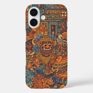 Coque Pour iPhone 16 conception d'art hindou indigène indonésien