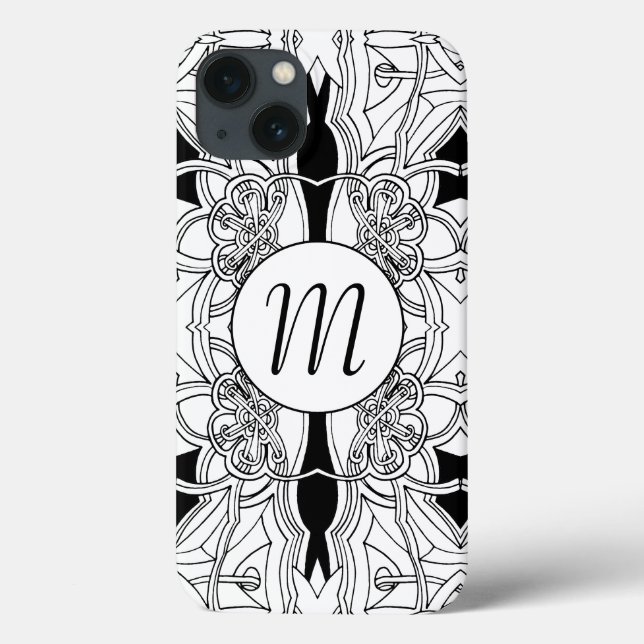Coques Case-Mate iPhone Conception d'art moderne en noir et blanc avec mon (Verso)