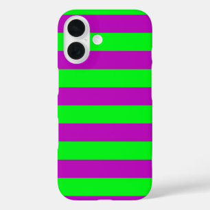Coque Pour iPhone 16 Conception de bandes violettes et vertes
