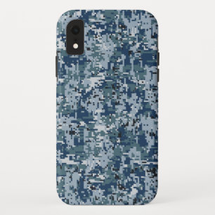 Coque Pour iPhone XR Conception de camouflage numérique bleu marine