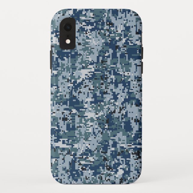 Coques Case-Mate iPhone Conception de camouflage numérique bleu marine (Dos)