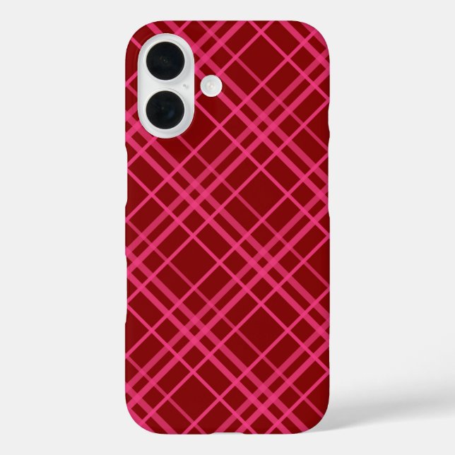 Coques Case-Mate iPhone Conception de carreaux à carreaux rose bordeaux  (Verso)