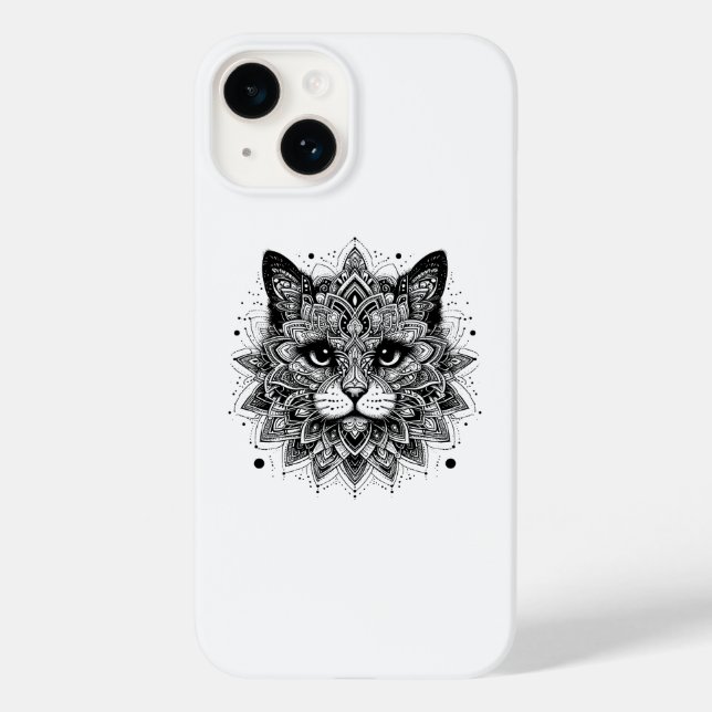 Coques Case-Mate iPhone Conception de chat à motif mandala (Verso)