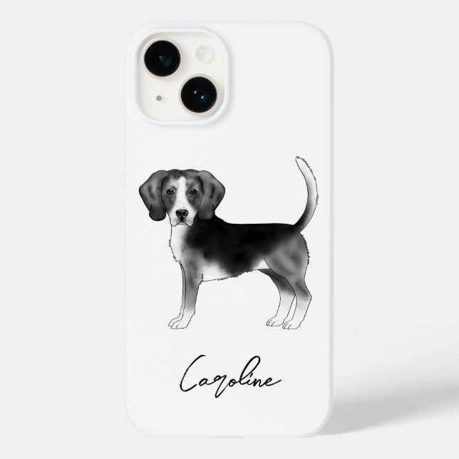 Coques Case-Mate iPhone Conception de chien Beagle en noir et blanc avec t (Verso)