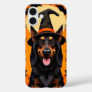 Coque Pour iPhone 16 Plus Conception de chiot effrayant de chien d'Halloween