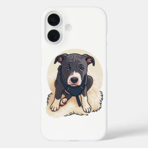 Coque Pour iPhone 16 Conception de dessin animé de chiot Pitbull mignon