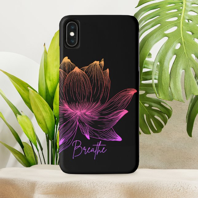 Coques Case-Mate iPhone Conception de dessin en ligne ombré de lotus Breat (Créateur téléchargé)