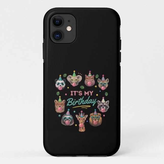 Coques Case-Mate iPhone Conception de fête d'anniversaire d'animaux sauvag (Dos)