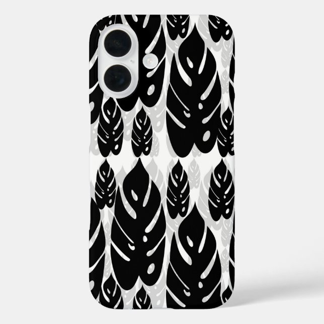Coques Case-Mate iPhone Conception de feuille noir blanc (Verso)