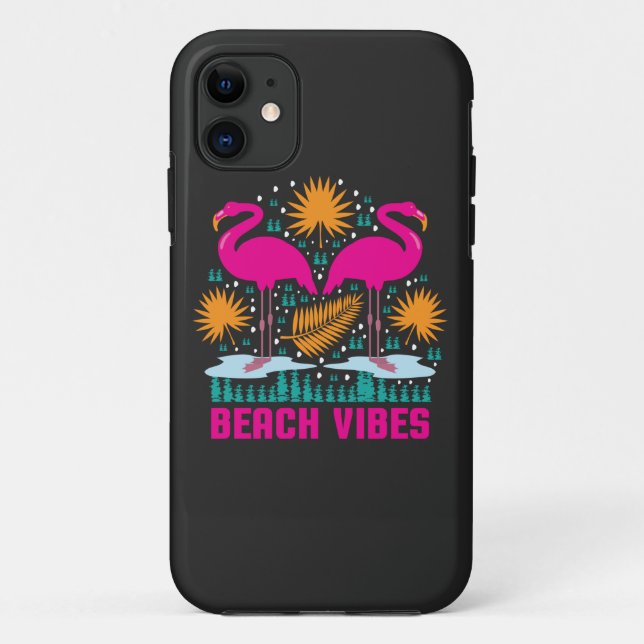 Coques Case-Mate iPhone Conception de flamants roses de vibes de plage (Dos)