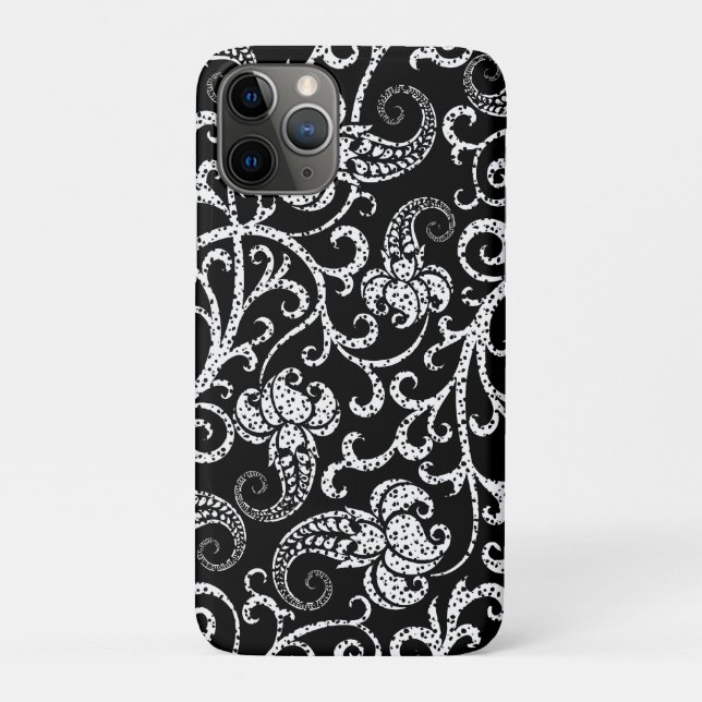 Coques Case-Mate iPhone Conception de fleurs de dalmatien noir mignon (Dos)