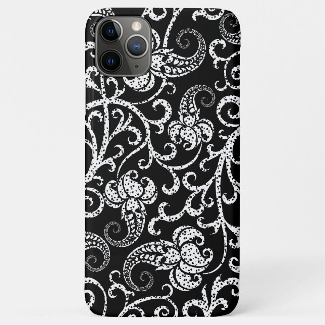 Coques Case-Mate iPhone Conception de fond de fleurs de dalmatien noir mig (Dos)