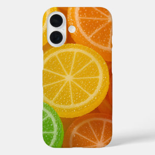 Coque Pour iPhone 16 Conception de Fruit de Gelée Vibrant avec Cristal 