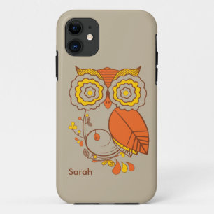Etui iPhone Case-Mate Conception de hibou et de fleur, jaune orange de