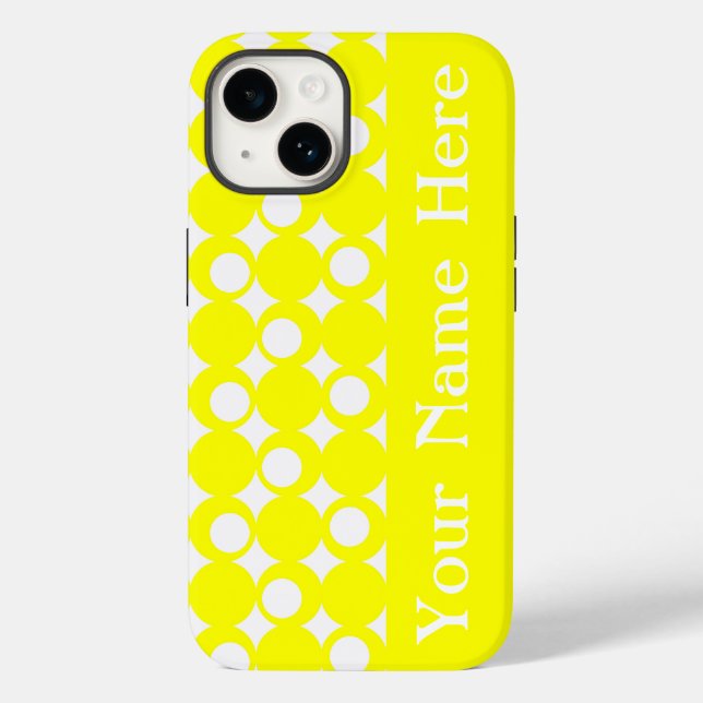 Coques Case-Mate iPhone Conception de la balle jaune avec nom (Verso)
