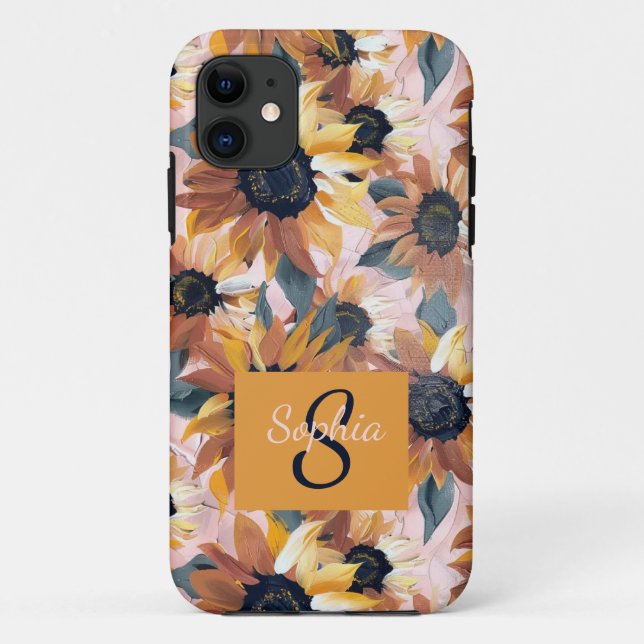 Coques Case-Mate iPhone Conception de l'aquarelle de tournesol (Dos)