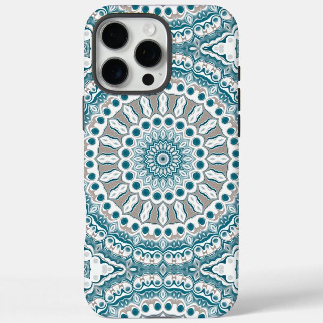 Coques Case-Mate iPhone Conception de mandala moderne sarcelle et chamois (Verso)