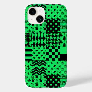 Coque Case-Mate iPhone Conception de maquette Motif mixte en noir vert