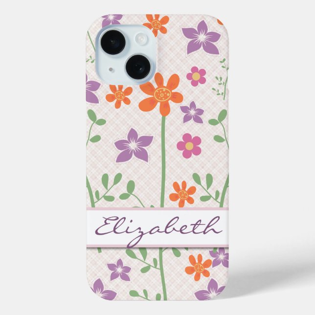 Coques Case-Mate iPhone Conception de monogramme à motif floral chic (Verso)