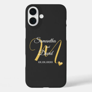 Coque Pour iPhone 16 Plus Conception de monogramme de mariage avec noms et d