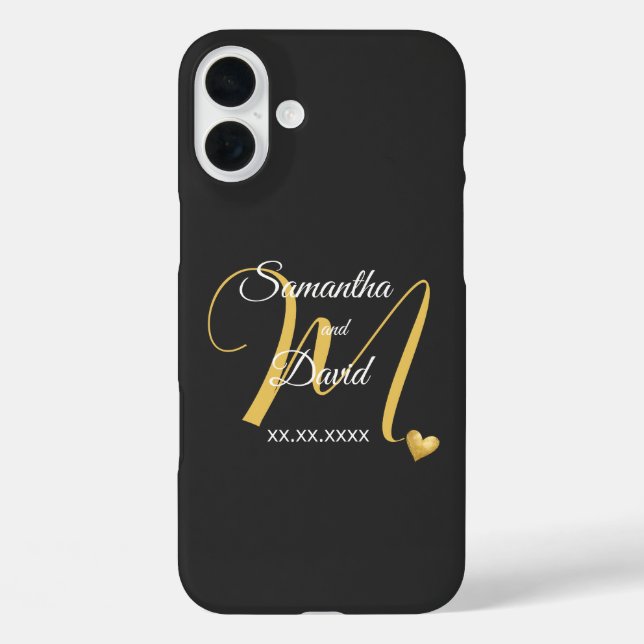 Coques Case-Mate iPhone Conception de monogramme de mariage avec noms et d (Verso)
