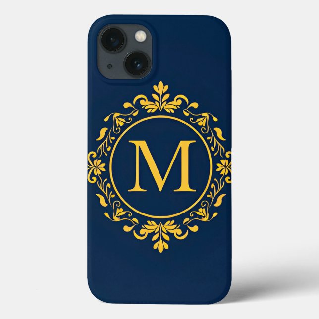Coques Case-Mate iPhone Conception de monogramme doré élégant (Verso)