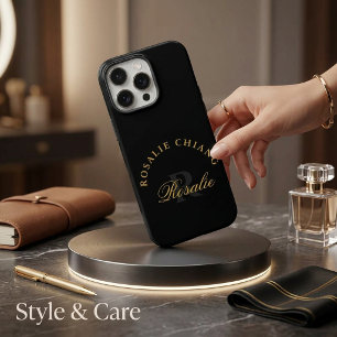 Coque iPhone 16 Pro Max Conception de monogramme personnalisée Nom personn