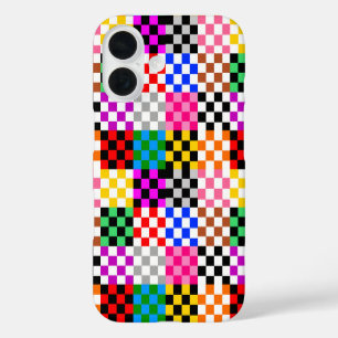 Coque Pour iPhone 16 Conception de motif à carreaux patchwork coloré