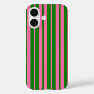 Coque Pour iPhone 16 Conception de motif à rayures élégantes rose et ve