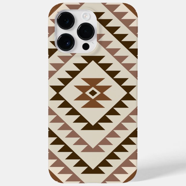 Coques Case-Mate iPhone Conception de motif diamant aztèque Brun+Crème (Verso)