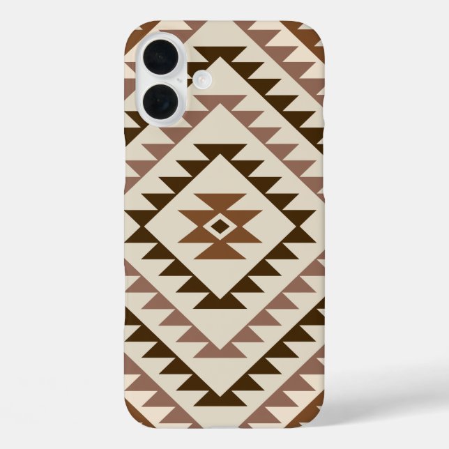 Coques Case-Mate iPhone Conception de motif diamant aztèque Brun+Crème (Verso)