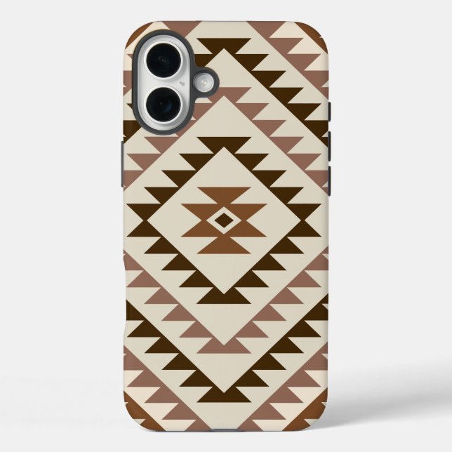 Coques Case-Mate iPhone Conception de motif diamant aztèque Brun+Crème (Verso)
