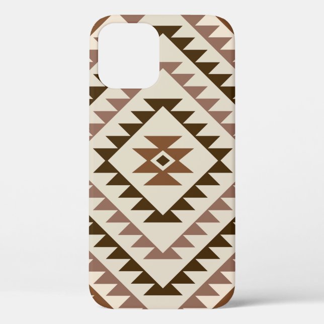 Coques Case-Mate iPhone Conception de motif diamant aztéque marron+crème (Verso)