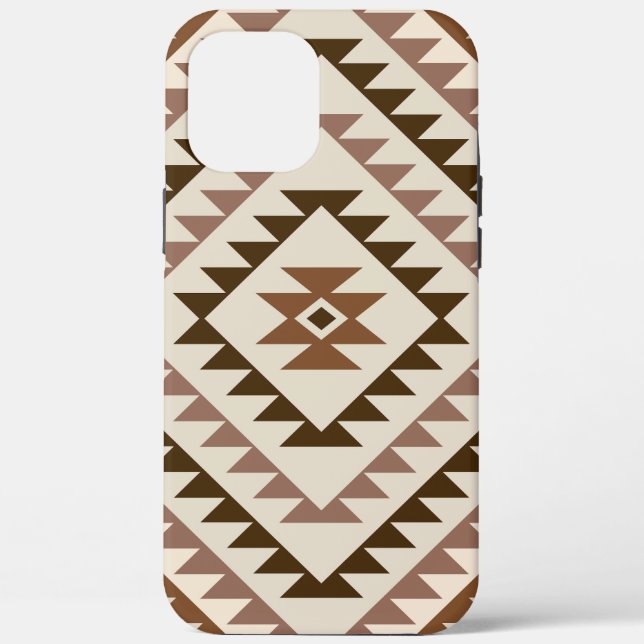 Coques Case-Mate iPhone Conception de motif diamant aztéque marron+crème (Verso)