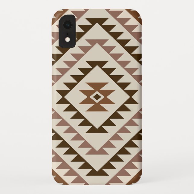 Coques Case-Mate iPhone Conception de motif diamant aztéque marron+crème (Dos)