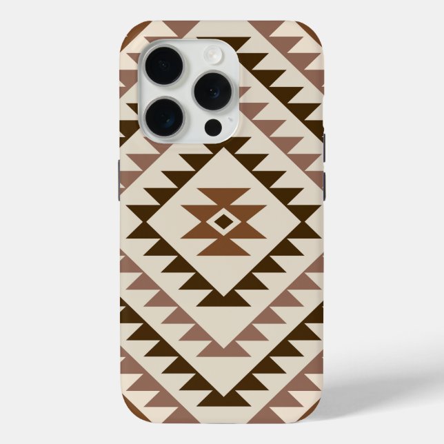 Coques Case-Mate iPhone Conception de motif diamant aztéque marron+crème (Verso)