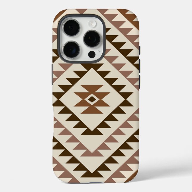 Coques Case-Mate iPhone Conception de motif diamant aztéque marron+crème (Verso)