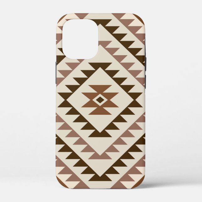 Coques Case-Mate iPhone Conception de motif diamant aztéque marron+crème (Verso)