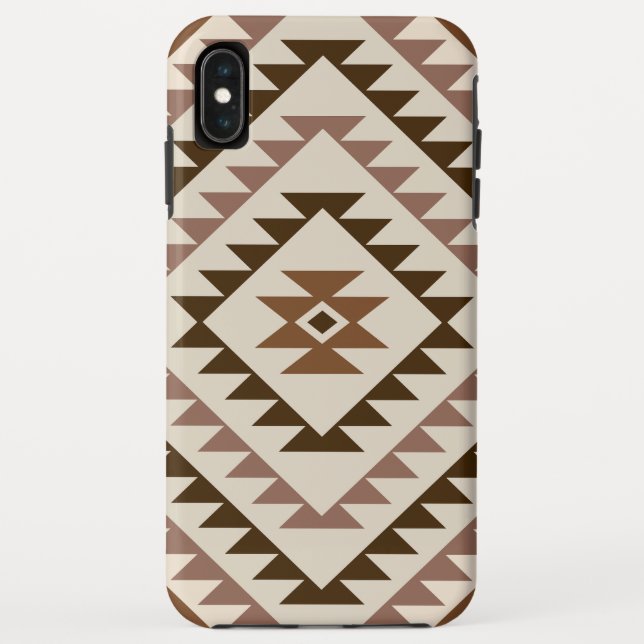 Coques Case-Mate iPhone Conception de motif diamant aztéque marron+crème (Dos)