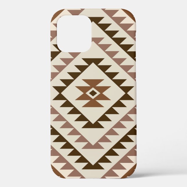Coques Case-Mate iPhone Conception de motif diamant aztéque marron+crème (Verso)