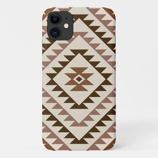 Coques Case-Mate iPhone Conception de motif diamant aztéque marron+crème (Dos)