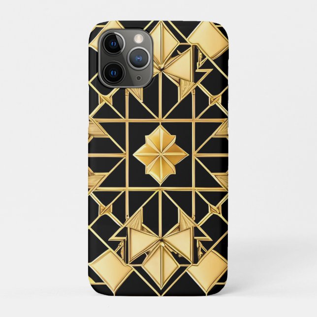 Coques Case-Mate iPhone Conception de motif géométrique doré élégant (Dos)