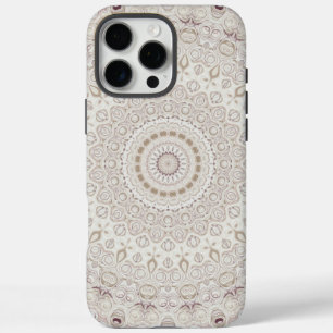 Coque iPhone 16 Pro Max Conception de motif mandala beige et taupe